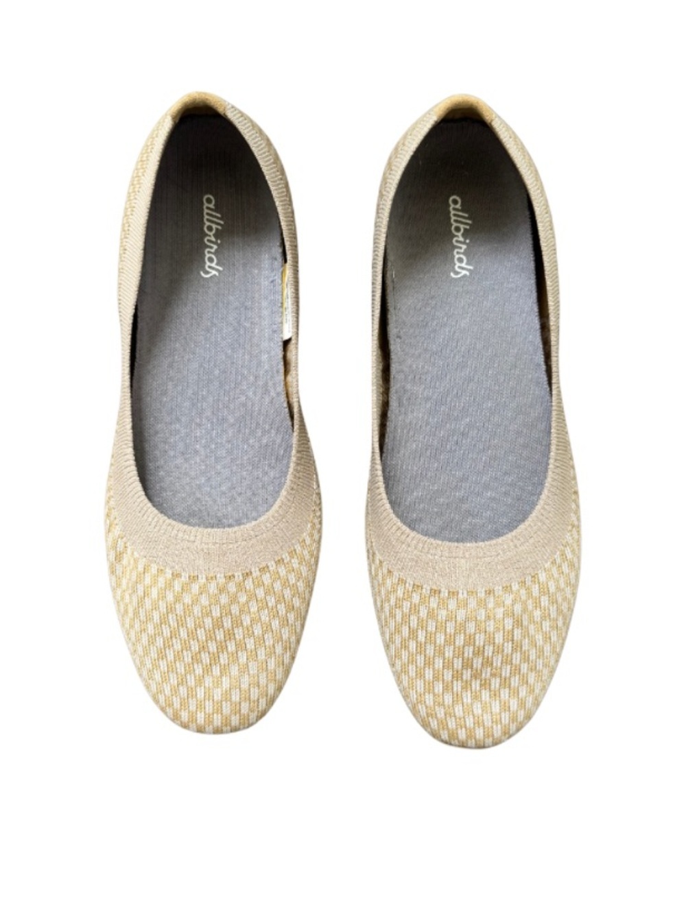 Allbirds Tree Breezers Ballet Flats Women’s 8.5 Mustard Cream Checkered 🌿✨